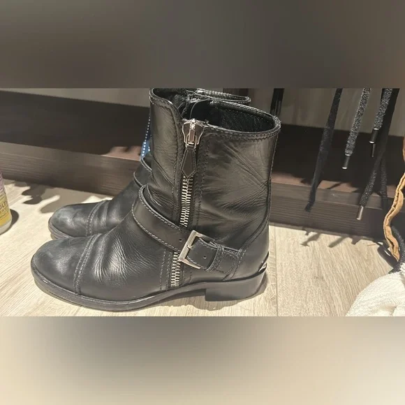 Miu Miu | Shoes | Miu Miu Leather Moto Boots | Poshmark
